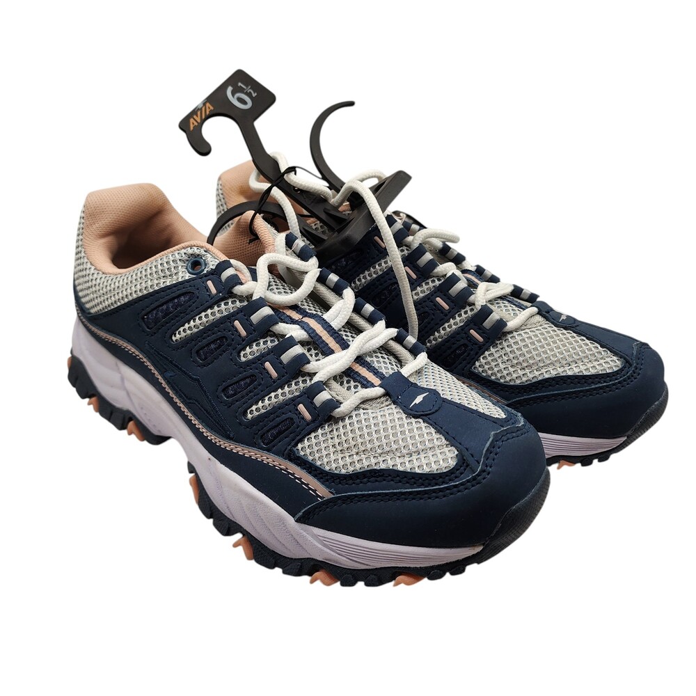 Avia Elevate Chunky Trail Running Shoes Navy Peach Memory Foam NWT 6.5